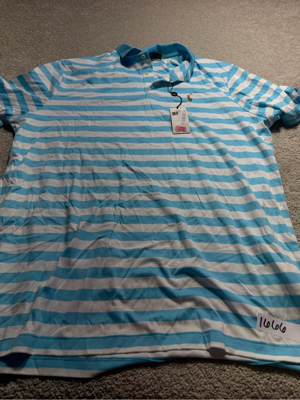 Polo Ralph Lauren Collared Polo Shirt Blue/ White/Turq striped Size xl new